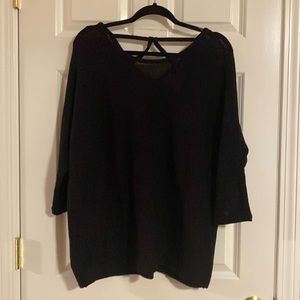 Black mesh cross back sweater Chicos Size 3